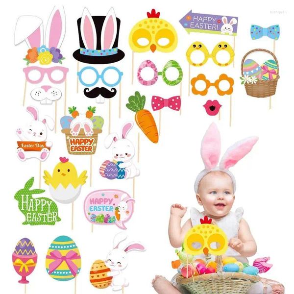 Decoración de fiesta Happy Easter Po Props 25PCS Funny Egg Hat Booth Gafas Marco Gafas