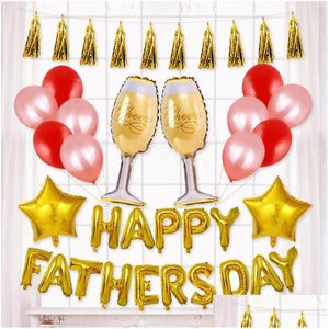 Décoration de fête Happy Fathers Day Balloon Set Lettre Aluminium Film Colorf Ballons En Latex Gonflable Air Toy Vt Drop Delivery Accueil G Dhzus