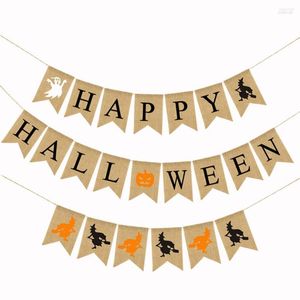 Décoration de fête Joyeux Halloween Bannière Ballons Fournitures Guirlande Adulte Faveurs Sorcière Toile De Jute Suspendue