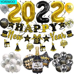 Party Decoratie Gelukkig jaar 2022 FOIL BALLONEN AIR BALOON Verjaardagsvoorraden Merry Christmas Decorations Xmas Tree Ornament Noel Navidad