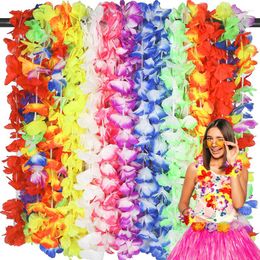 Feestdecoratie Hawaiiaanse kunstbloemen krans Leis Garland ketting Hawaii Beach Luau Zomer tropische bruiloft Decorts