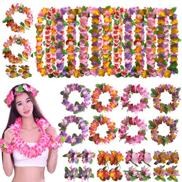 Décoration de fête hawaïenne fleurs artificielles Leis guirlande collier costume Hawaii été plage ALOHA Jungle mariage