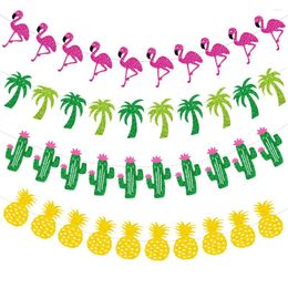 Feestdecoratie Hawaiiaanse banner Tropische Cactus Connut Tree Ananas Flamingo Slingers Zomerstrand Zwembad Decor Aloha Luau