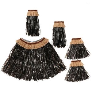 Jupes d'herbe hawaïenne pour décoration de fête, Costumes Hula pour adultes, tenues en paille pour enfants et dames, fournitures de fête hawaïennes