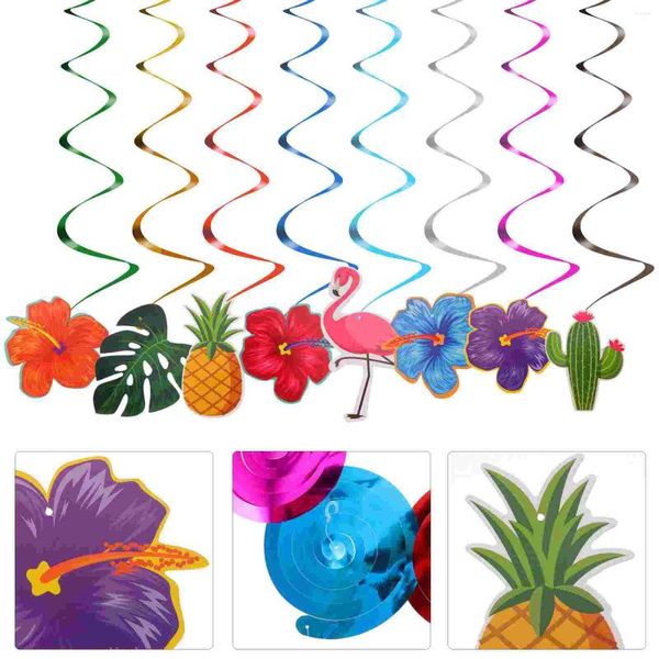 Decoración de fiestas Ornamento espiral hawaiano Remolino tropical El banner temático Luau suministra decoraciones de papel aula de banquete