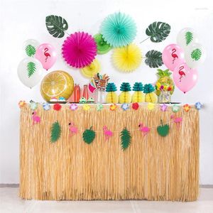 Décoration de fête jupe de Table hawaïenne bricolage 75 cm en plastique Luau fleur herbe plage mariage joyeux Aloha anniversaire robe d'été