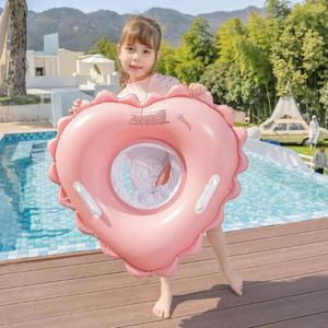 Décoration de fête de coeur en forme de coeur bébé tube de bague de natation avec poignée de sécurité de sécurité Piscine de fuite gonflable flotte des jouets pour enfants