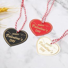 Feestdecoratie hartvormige cadeau -tags Happy Valentines Days kaarten wit rood papier labels diy handgemaakte goodies hangen 100 stks