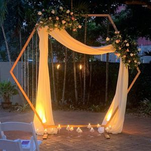 Party Decoratie Hexagon Wedding Arch Stand Achtergrond Flower Zhexagonale achtergrond Artificiële bloemenbruiloften