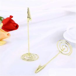 Party Decoration Holder PO Clips Table Tabillère support Numéro Mémo Wire Stand Menu Paper Metal Heart Wedding Sign Pict Dhash S Drop Del Dhcmu