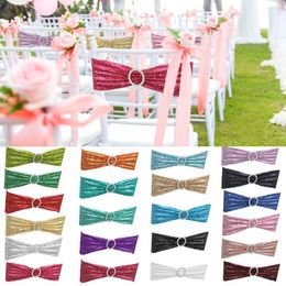 Decoración de fiesta, funda decorativa para silla de vacaciones, fajas con nudo de lazo de lentejuelas, correa trasera para asiento de interior y exterior para evento de boda El DecorParty