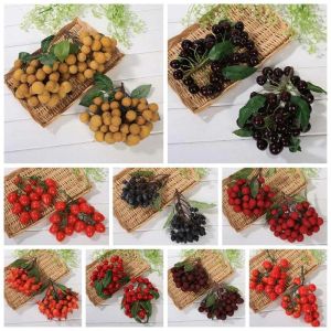 Party Decoration Home Po Props Longan Tomato Page-Granate Bleeur Bleuries Cherry Fruit Model Artificial Fruits Branches 2024423