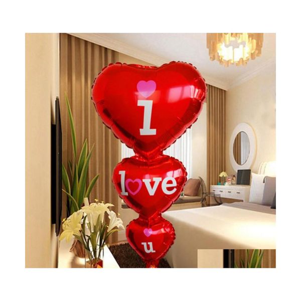 Decoración de fiesta I Love U Globo Globos de corazón rojo Decoraciones del día de San Valentín e idea de regalo para él o su boda Cumpleaños Drop De Dhyqi