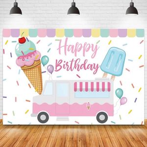 Party Dekoration Eis Cartoon Auto Kinder Hintergrund Po Alles Gute zum Geburtstag Sommer Baby Dusche Pografie Pocall Requisiten