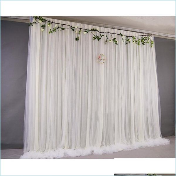 Decoración de fiesta Telones de fondo de boda de seda de hielo Drape Gauze 2x2m Fondo de cortina Tela blanca Red Po Booth Panelsparty Drop D Bdesports DHFUI