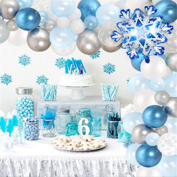 Décoration de fête glace flocon de neige thème ballon guirlande arc anniversaire enfants Romance fille princesse filles bébé douche décorations bricolage
