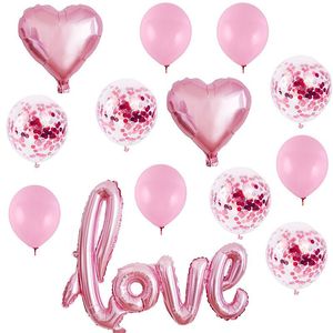 Décoration de fête pouce lettre amour Confession ballon confettis Film aluminium saint valentin mariage Arrangement salle décoration fête