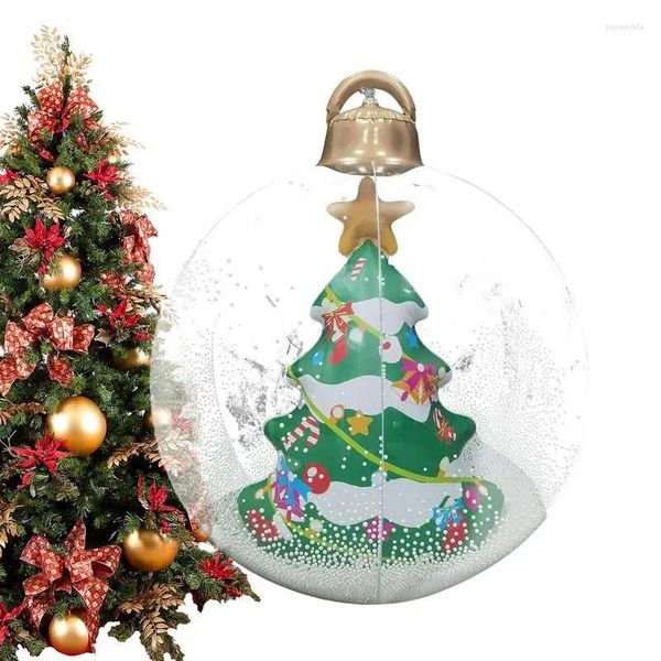 Décoration de fête de Noël gonflable boule de décoration 24 pouces extérieur décoration suspendue à la suspension de lumière lueur de grandes ballons