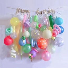 Decoración de fiesta Ins Pastel Rosa Helado Feliz Cumpleaños Banner Kit Globo Mágico Arco Baby Shower Estilo Coreano Telones de fondo Golobs