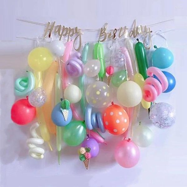 Décoration de fête Ins Pastel rose crème glacée joyeux anniversaire bannière Kit ballon magique arc bébé douche Style coréen décors Golobs