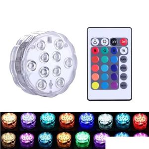 Décoration de fête Ip68 Lumières LED submersibles étanches construites en 10 perles avec télécommande 24 touches 16 couleurs changeantes sous l'eau Nig Dhebj