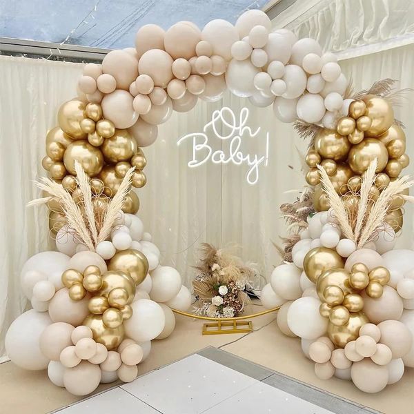 Decoración de fiestas Marfil Bloido Blanco Garland Arch Kit Bedding Beding Kids 1er Baby Shower Látex Ballon Globos