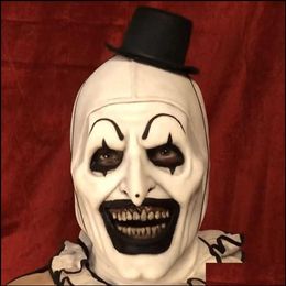 Décoration de fête Joker Latex Masque Terrifier Art Le Clown Cosplay Masques Horreur Fl Visage Casque Halloween Costumes Accessoire Zlnewho212Z