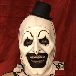 Feestdecoratie joker latex masker angrifier art de clown cosplay maskers horror fl gezicht helm Halloween kostuums accessoire carnaval otcvy