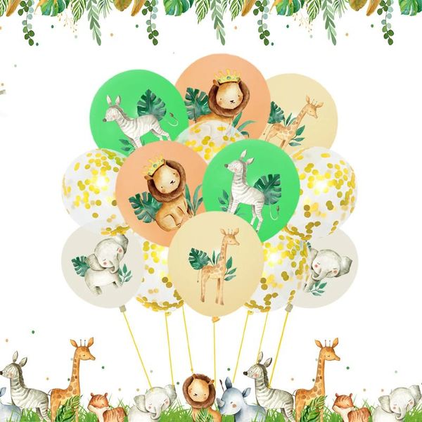 Fête décoration jungle animal anniversaire latex ballons sauvages safari décor enfants confettis vert baby shower globos