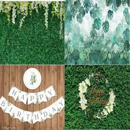 Decoración de fiestas Jungle Safari Bebé Baby Backdrop Hojas verdes Ducha de hierba Wild One Summer Tropical Pogray Decoración de fondo