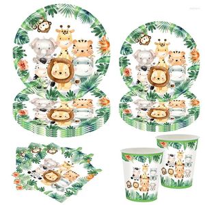 Feestdecoratie jungle safari verjaardag baby shower wegwerp servies