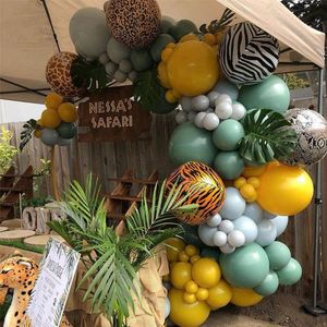 Party Decoratie Jungle Safari thema Green Ballon Garland Arch Kit Verjaardagdecor Kids Forest Dieren Supplies Baby ShowerParty