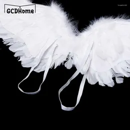 Decoración de fiesta Niños Adultos Golondrina Alas de plumas de ángel blanco Halo Varita mágica Cosplay Correas elásticas Boda Halloween Navidad Cumpleaños