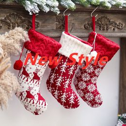 Décoration de fête tricoté chaussettes de Noël sac cadeau de nouvel an sacs de bonbons décorations pour la maison ornements suspendus d'arbre de noël