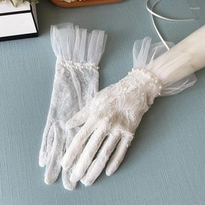 Party Decoratie Koreaanse Stijl Bruid Handschoenen Elegante Bruids Korte Kant Wit Garen Trouwjurk Accessoires Po Studio