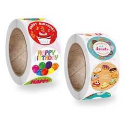 Décoration de fête papier Kraft adhésif joint autocollants bébé douche joyeux anniversaire décor 500 pièces rond merci autocollant