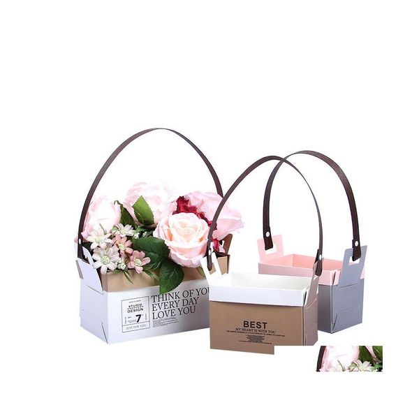 Décoration de fête Kraft Papier Fleuriste Sac Plié Fleur Fourre-Tout Étanche Bouquet Cadeau Sacs De Mariage Saint Valentin Drop Delivery Ho Dhnzp