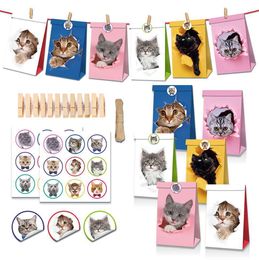 Bolsa de aceite de papel Kraft para decoración de fiestas, gato, mascota, lindo cachorro, perro, morder las rosas, regalo de cumpleaños, embalaje, entrega directa Otym3