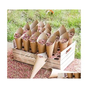 Party Decoration Kraft Papers Cone Stand Box Tray for Wedding Decoration Confetti Paper Cones 2894 T2 Drop Delivery Home Garden Fest Dh3vj