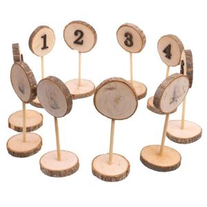 Partijdecoratie Lanlan Leuke Houten Nummer 1-10 Tafelkaarten Ontvangst Seat Card voor Bruiloft 10pcs / Set-25