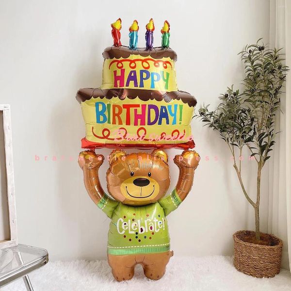 Décoration de fête Ballans de feuille de gâteau à gros ours pour l'anniversaire 1ère première année Balon d'anniversaire Balon pour enfants Toys