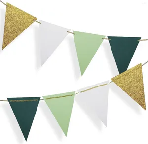 Décoration de fête Grand Gol Green (10 pieds) Paper Triangle Flags Brotin pour la verdure Baby Shower Wedding Classroom Anniversaire de classe