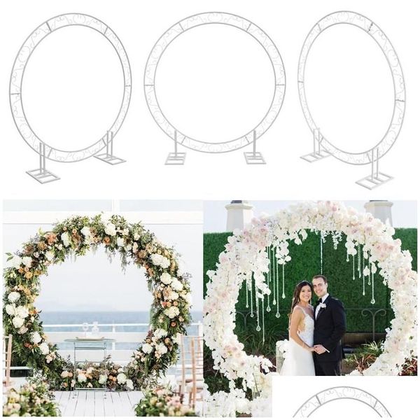 Décoration de fête Grand fer Archway Props Toile de fond Cercle Ballon Arch pour la cérémonie Proposition Anniversaire Fond 8.2Ftparty Drop Deliv Dhgr5