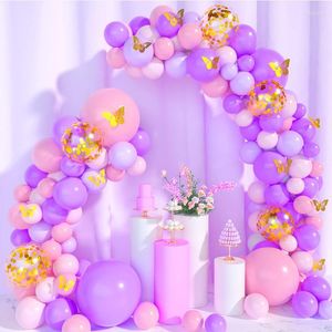 Feestdecoratie lavendel thema ballonnen slinger boog kit confetti ballons vlinder prinses baby shower verjaardag bruiloft decor benodigdheden