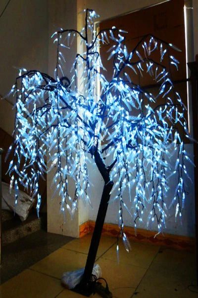 Décoration de fête LED saule artificiel arbre pleureur utilisation extérieure 945 pièces LED 1.8 m/6 pieds hauteur imperméable à la pluie blanc de noël