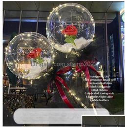 Party Decoration Led Bobo Balloon Flashing Light Circar Rose Flower Ball Transparant Valentines Day Gift A Drop Delivery Home Garden Dhm6e