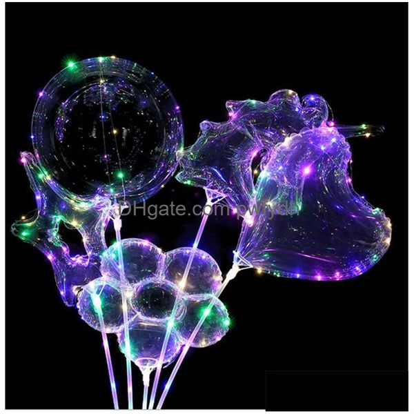Décoration de fête Led Bobo Ballon Lumineux Transparent Colorf Lumières Boules De Noël Décor De Mariage Cadeaux Arbre Étoile Forme Vente Drop D Dhumi