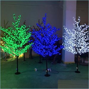 Party Decoration Led Cherry Blossom Tree Lamp 1.5/1.8/2.0/2,5 meter High Simation Natural Trunk Wedding Lighting Garden Druppel Dhc42