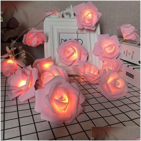 Decoración de fiesta Luces de colores LED Suministros de flores de rosas Herramientas de iluminación de luz Cuerdas Mujer Hombre Lámpara para colgar Accesorios de moda para el hogar V Dhalo