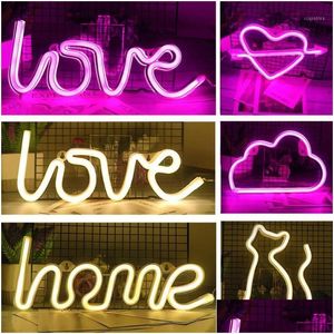 Party Decoration Led Creative Neon Light Sign Love Heart Lamp Valentijnsdag Jubileum Home Decor Night Gift Drop Delivery Garden Fe Dh1ue